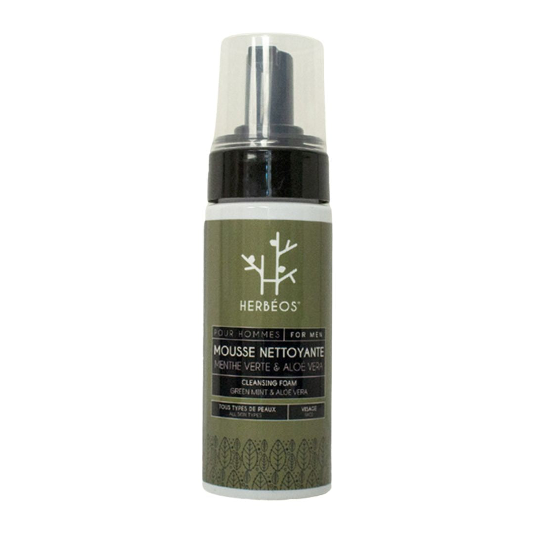 HERBÉOS™ | Mousse Nettoyante Homme Aloé Vera & Menthe Verte 170 ml