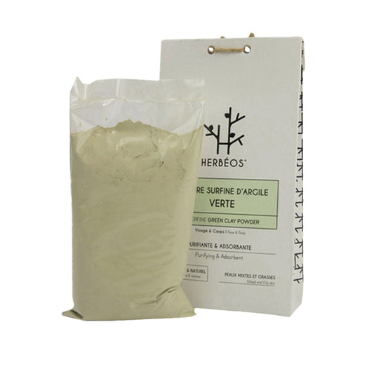 HERBÉOS™ | Argile Verte Surfine Pour Peaux Mixtes à Grasse 200 gr