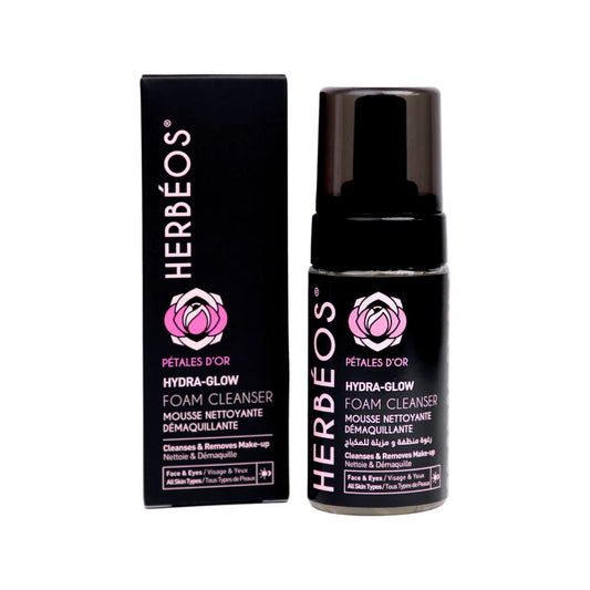 HERBÉOS™ | Hydra Glow – Mousse Nettoyante Démaquillante Pétales d'Or 120 ml