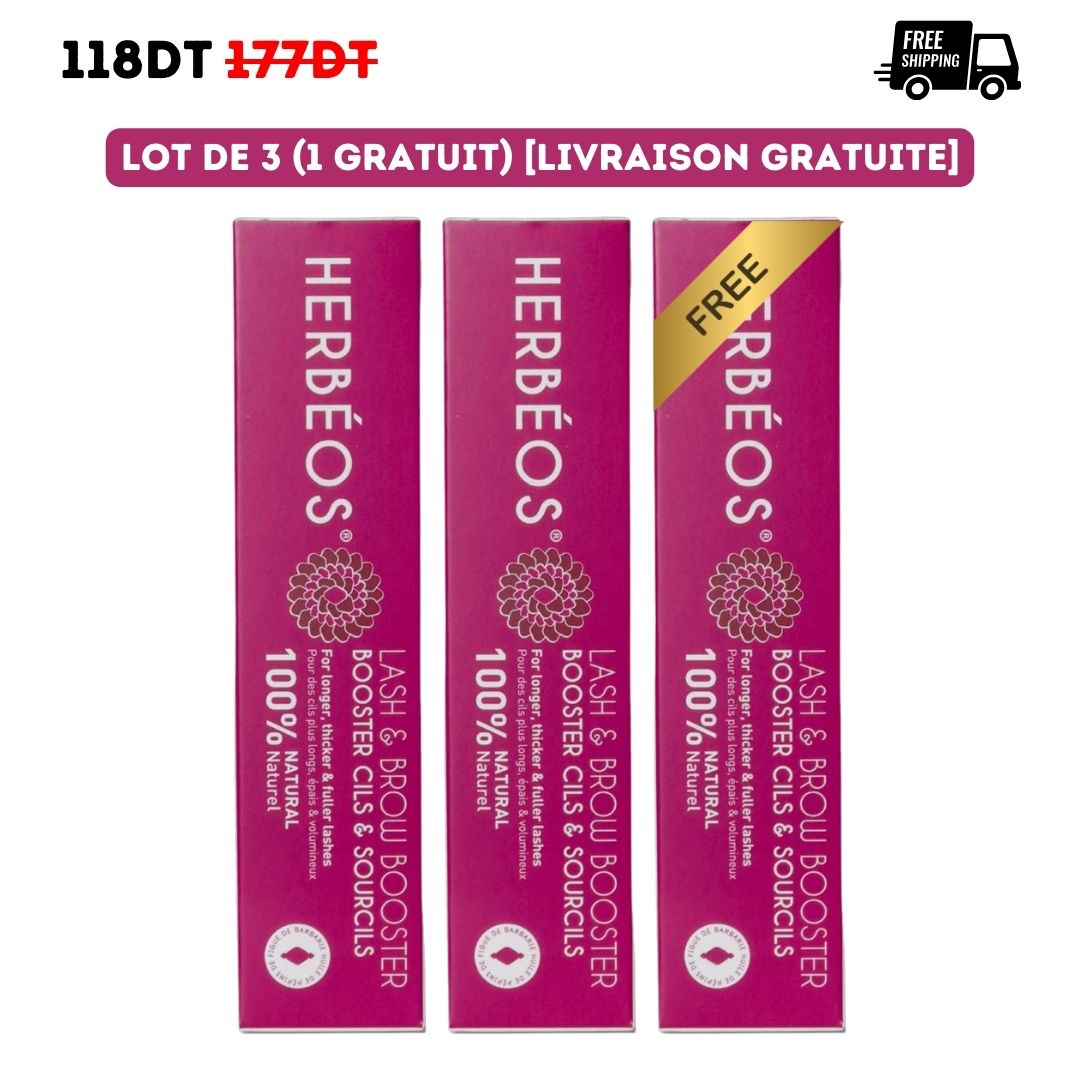 HERBÉOS™ |  Lot de 3 Boosters Cils et Sourcils (1 Gratuit) [Livraison Gratuite]