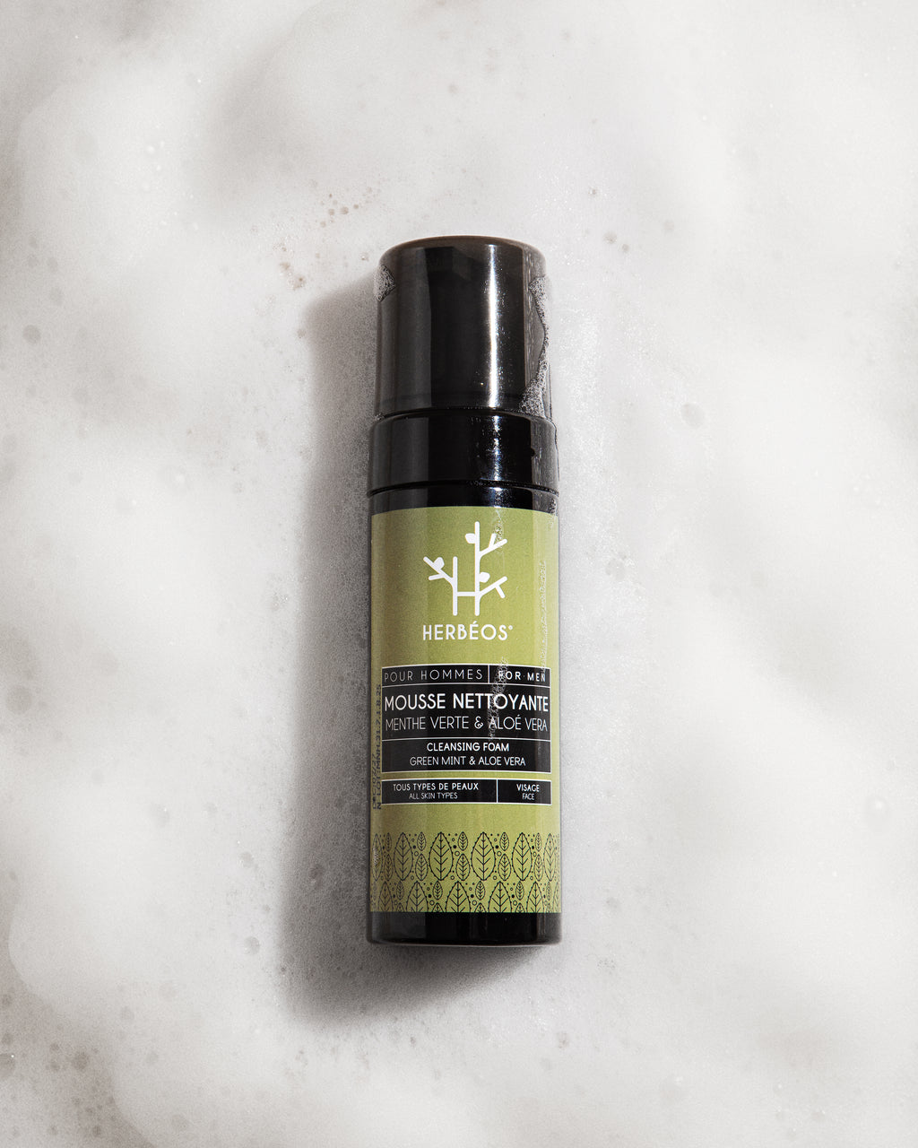 HERBÉOS™ | Mousse Nettoyante Homme Aloé Vera & Menthe Verte 170 ml