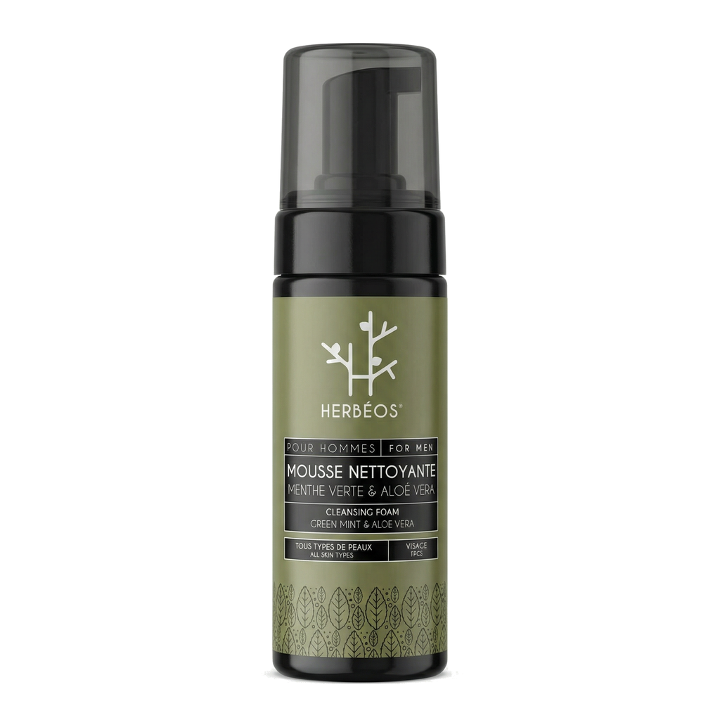 HERBÉOS™ | Mousse Nettoyante Homme Aloé Vera & Menthe Verte 170 ml